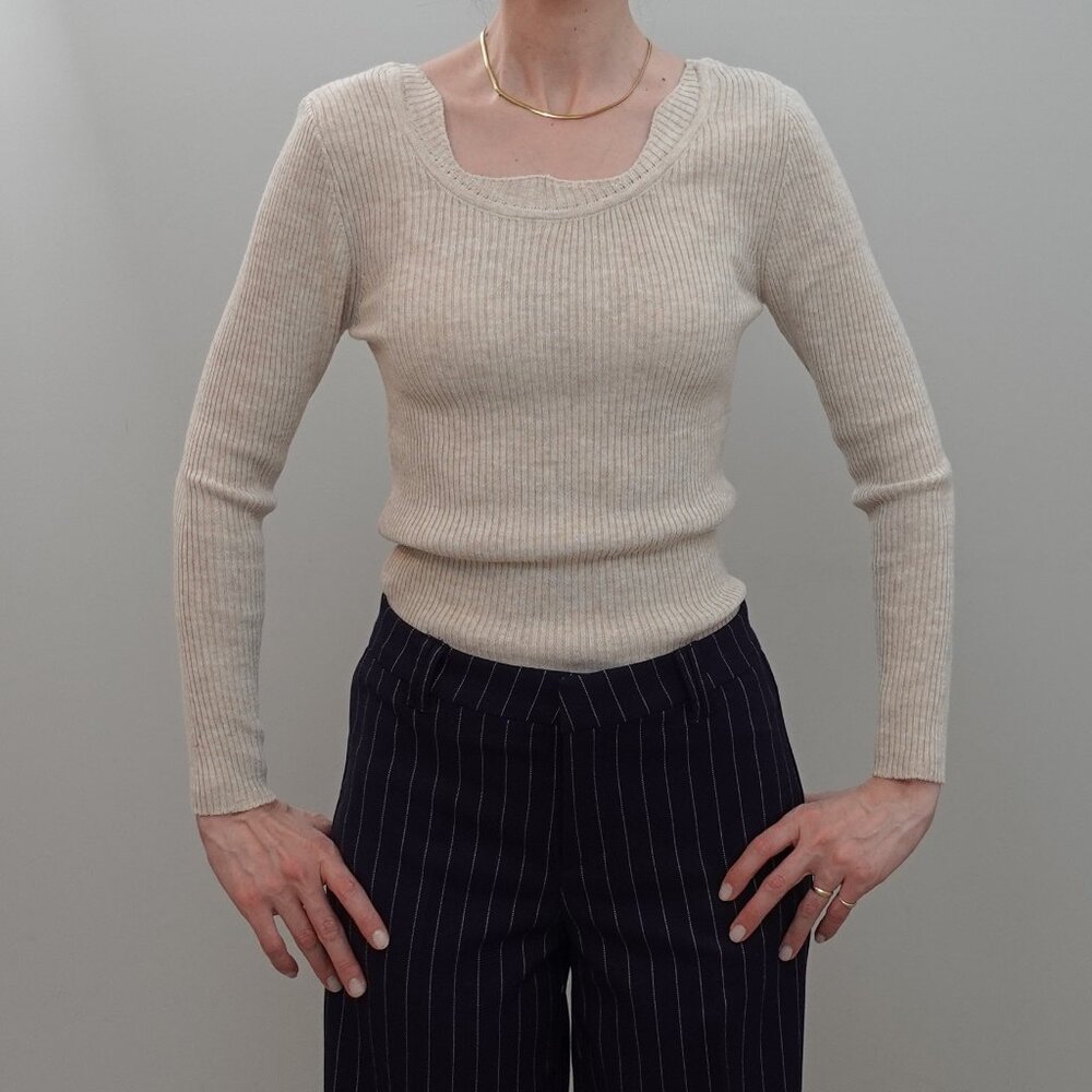 Cream & Black Basic Knit Sweaters / 2 Sweaters - image 1